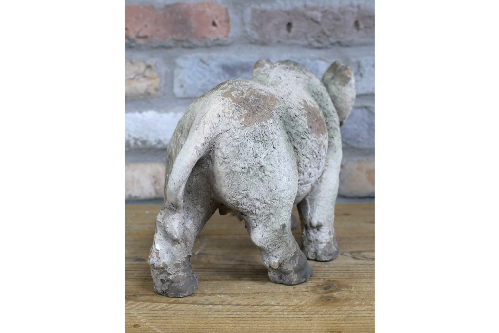 Rustic MGO Wild Boar Statue - Antique White Shabby Chic Pig Ornament