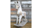 Rustic MGO Rocking Horse Sculpture - Antique White Shabby Chic Decor