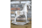 Rustic MGO Rocking Horse Sculpture - Antique White Shabby Chic Decor