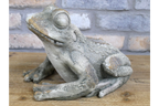 Rustic MGO Frog Garden Statue - Antique Stone Effect Toad Lawn Ornament
