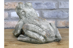 Rustic MGO Frog Garden Statue - Antique Stone Effect Toad Lawn Ornament
