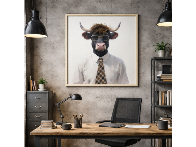 Bull In A Shirt & Tie