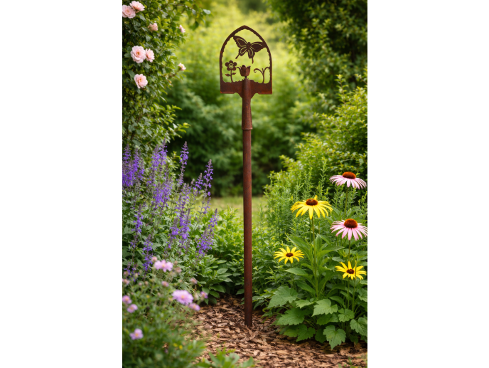 Rusty Spade Stake With Butterfly