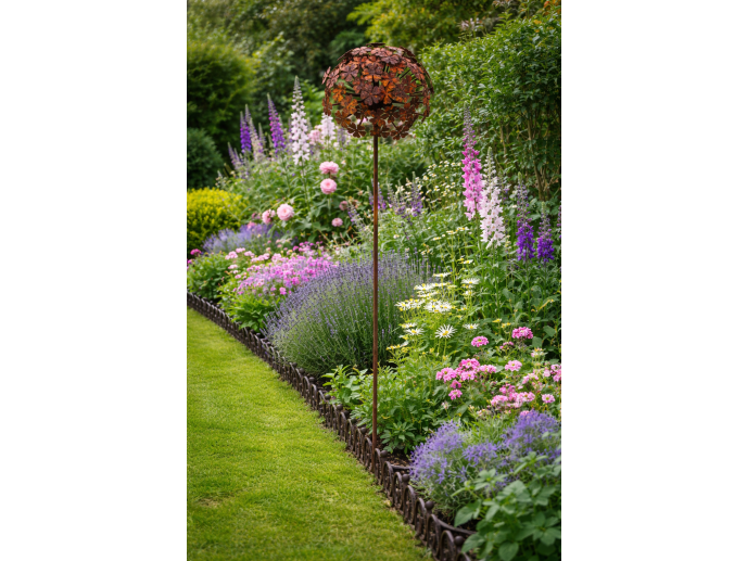 Rusty Flower Head Stake