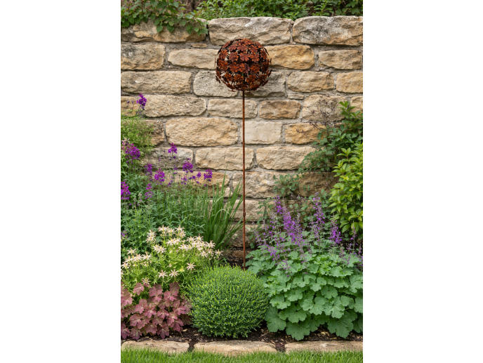 Rusty Flower Head Stake
