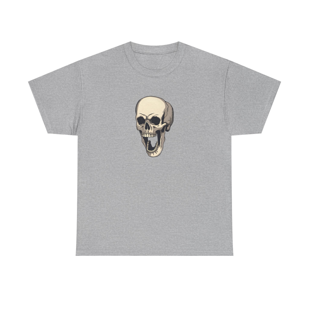 Laughing Skull Printed T-Shirt 100% Cotton Novelty Scary Halloween Tee Sport Grey