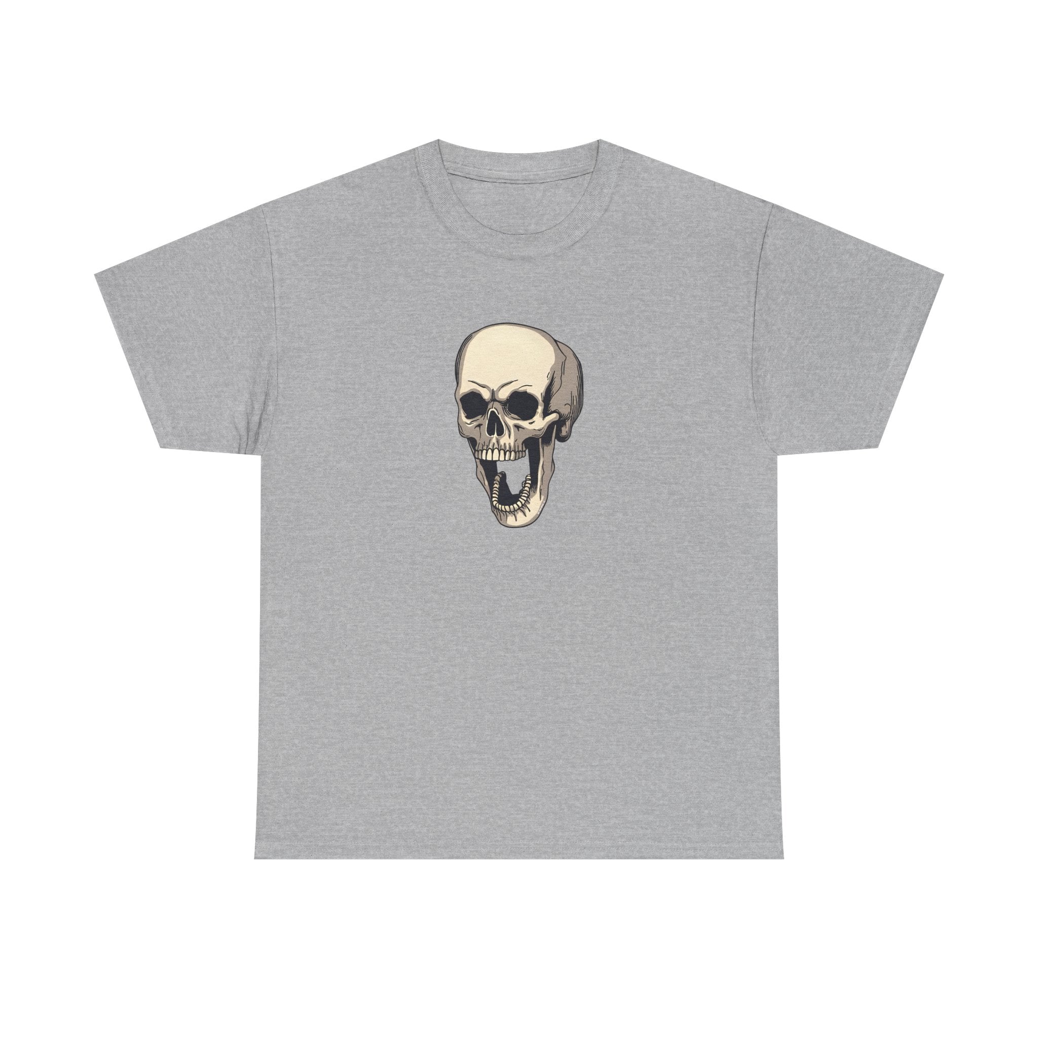 Laughing Skull Printed T-Shirt 100% Cotton Novelty Scary Halloween Tee Sport Grey