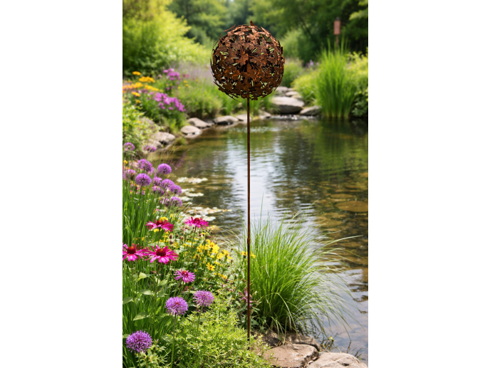 Rusty Butterfly Ball Stake