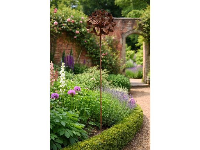 Rusty Flower Head Stake