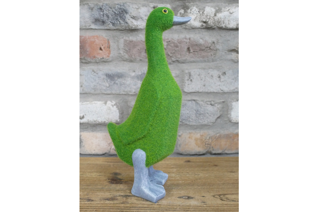 Green Flocked Duck Garden Planter Novelty Moss Effect Bird Flower Pot