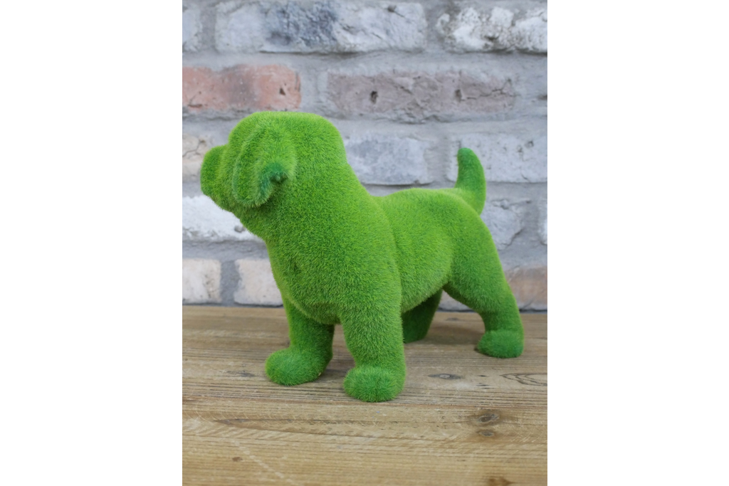 Green Flocked Dog Garden Planter Novelty Moss Effect Puppy Flower Pot