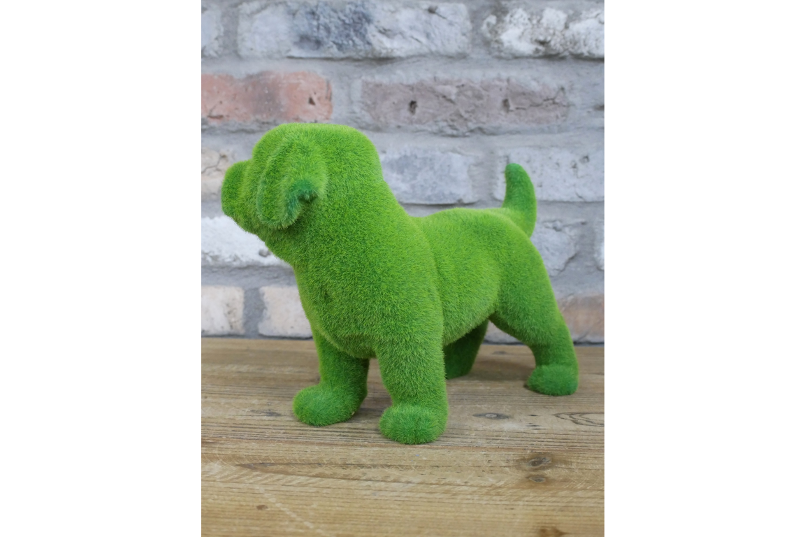 Green Flocked Dog Garden Planter Novelty Moss Effect Puppy Flower Pot