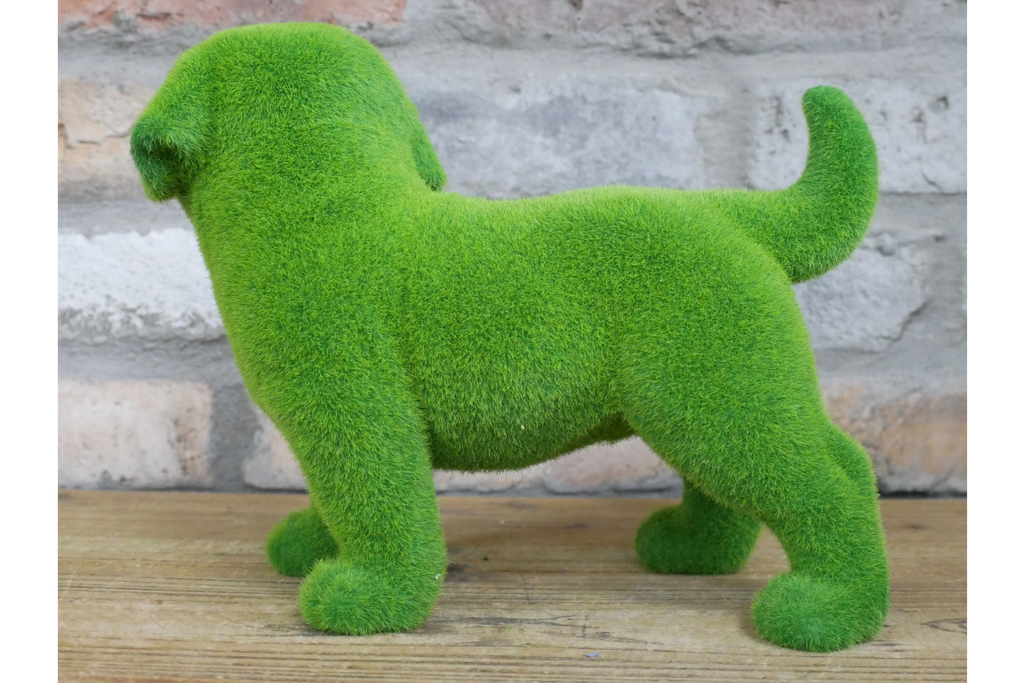 Green Flocked Dog Garden Planter Novelty Moss Effect Puppy Flower Pot