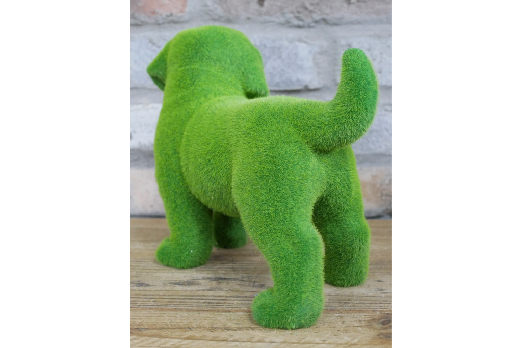Green Flocked Dog Garden Planter Novelty Moss Effect Puppy Flower Pot