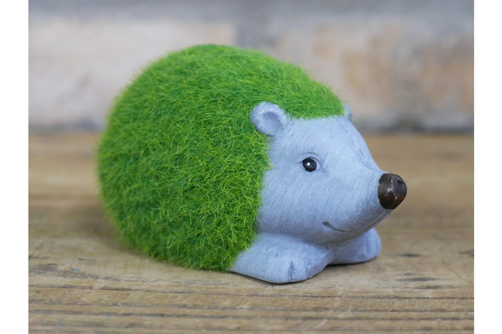 Green Flocked Hedgehog Garden Planter Novelty Moss Effect Flower Pot