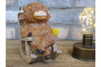 Cute Highland Cow in Rocking Chair Ornament – Resin Calf Figurine Home Decor