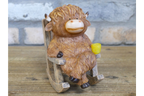 Cute Highland Cow in Rocking Chair Ornament – Resin Calf Figurine Home Decor