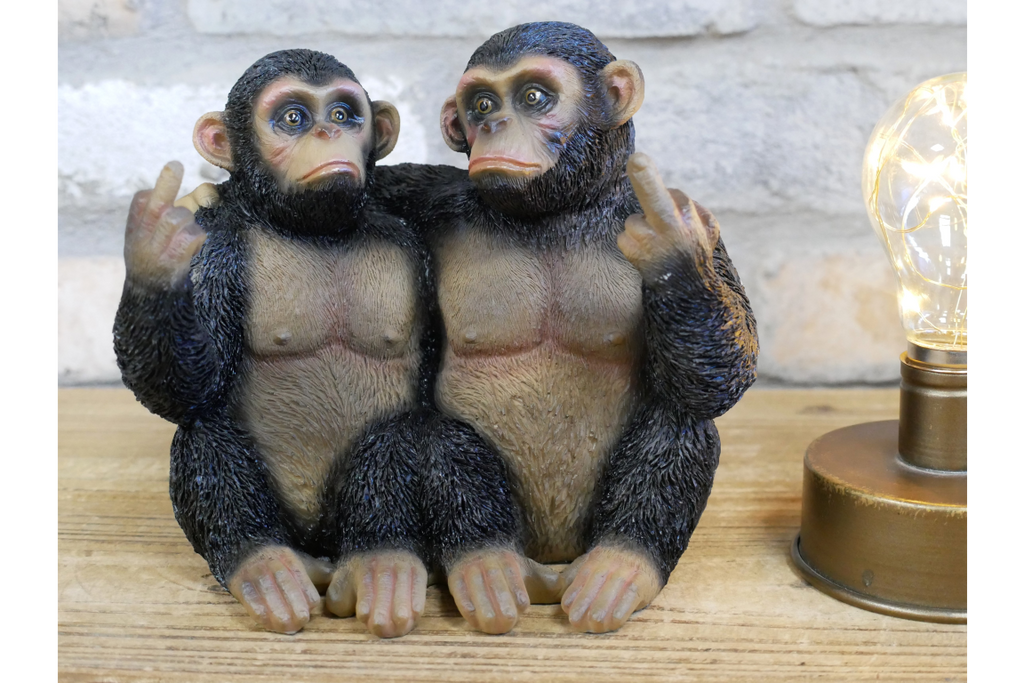 Funny Cheeky Chimpanzees Middle Finger Ornament Rude Monkey Figurine