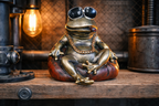 Cool Frog with Sunglasses Resin Ornament Funny Smoking Toad Figurine