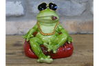Cool Green Frog with Sunglasses Resin Ornament Smoking Toad Figurine