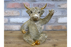 Gold Highland Cow Wine Bottle Holder Funny Drink Glass Stand Ornament