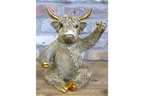 Gold Highland Cow Wine Bottle Holder Funny Drink Glass Stand Ornament