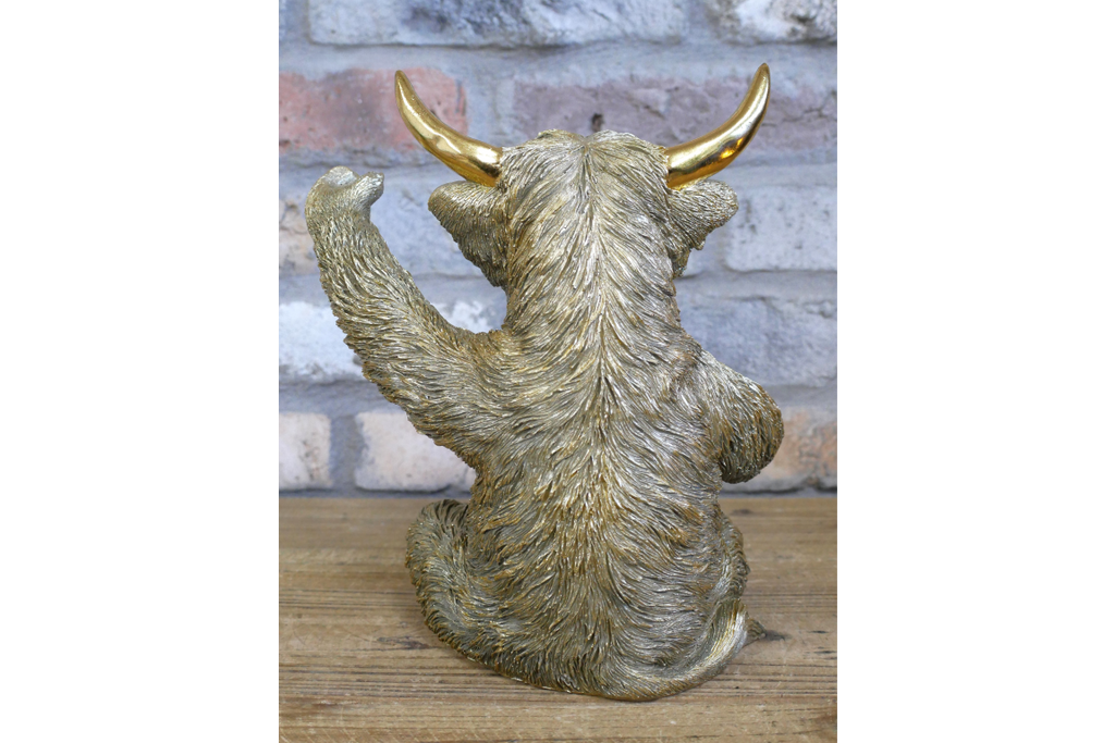 Gold Highland Cow Wine Bottle Holder Funny Drink Glass Stand Ornament