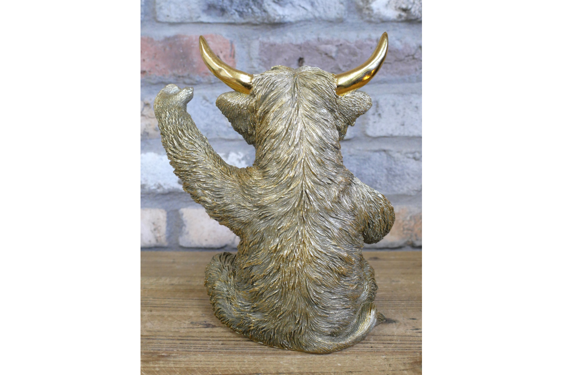Gold Highland Cow Wine Bottle Holder Funny Drink Glass Stand Ornament
