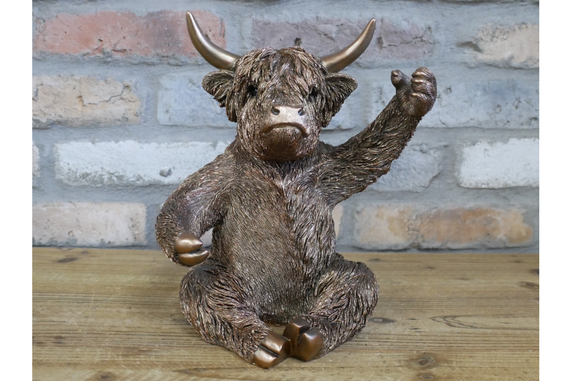 Bronze Highland Cow Wine Bottle Holder Funny Drink Glass Stand Ornament