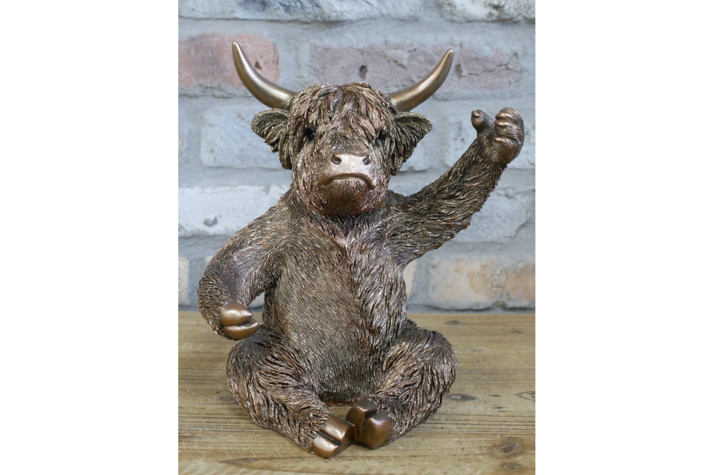 Bronze Highland Cow Wine Bottle Holder Funny Drink Glass Stand Ornament