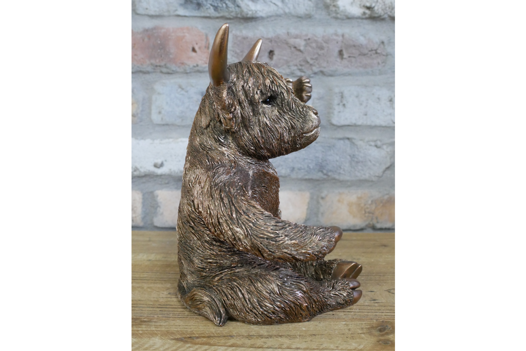 Bronze Highland Cow Wine Bottle Holder Funny Drink Glass Stand Ornament