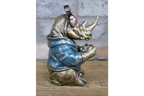 Gamer Rhino Resin Ornament Funny Gaming Rhinoceros Controller Figurine