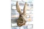 Gold Hare Wall Mount Monocle Bow Tie Rabbit Head Sculpture