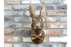 Gold Hare Wall Mount Monocle Bow Tie Rabbit Head Sculpture