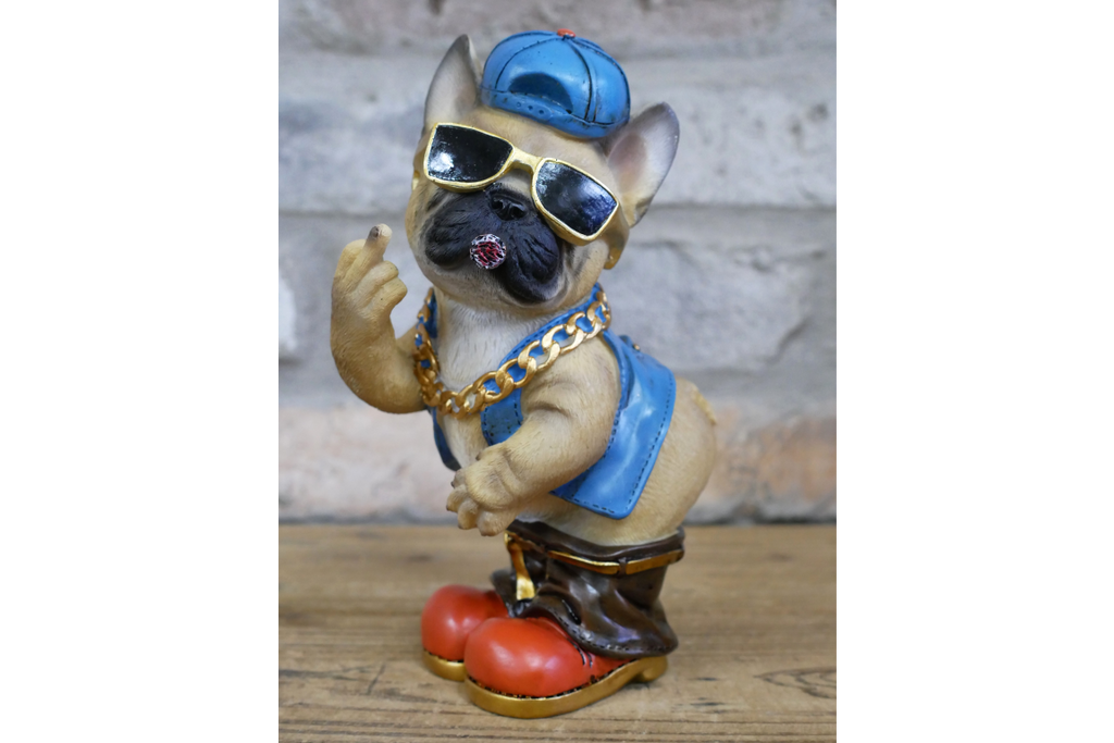 Funny French Bulldog Middle Finger Ornament Rude Frenchie Dog Figurine