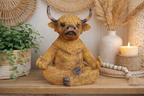 Meditating Highland Cow Ornament Zen Yoga Calf Resin Figurine