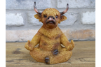 Meditating Highland Cow Ornament Zen Yoga Calf Resin Figurine