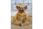 Meditating Highland Cow Ornament Zen Yoga Calf Resin Figurine