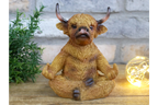 Meditating Highland Cow Ornament Zen Yoga Calf Resin Figurine