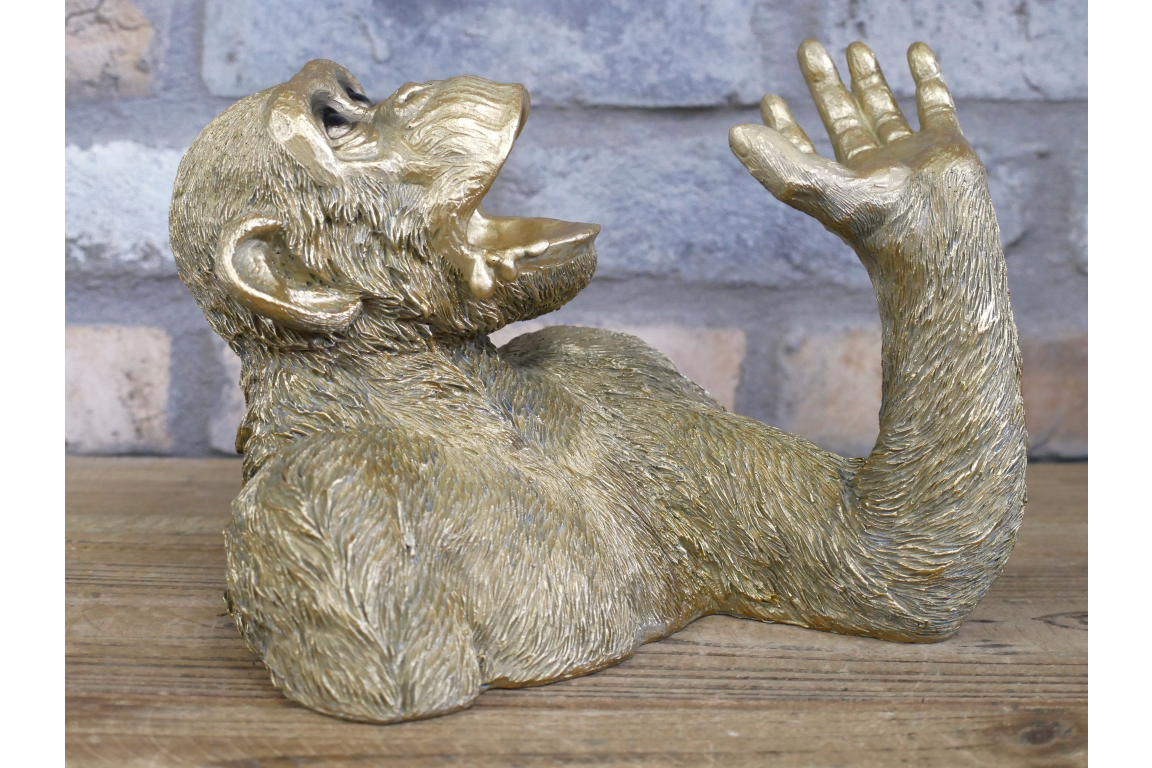 Funny Gold Monkey Wine Bottle Holder Chimp Beer Countertop Display
