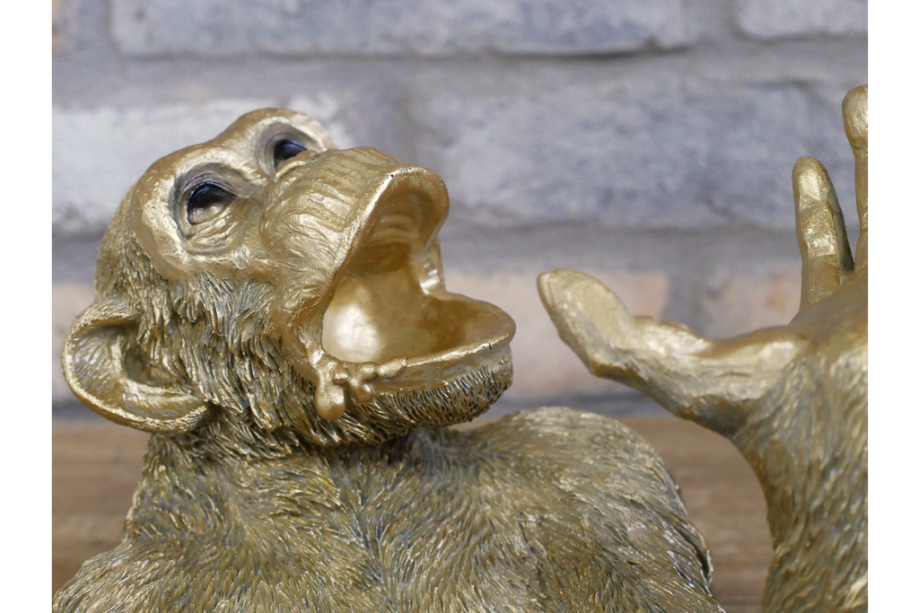 Funny Gold Monkey Wine Bottle Holder Chimp Beer Countertop Display