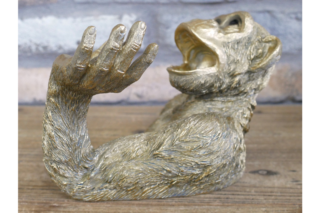 Funny Gold Monkey Wine Bottle Holder Chimp Beer Countertop Display