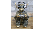 Gamer Highland Cow Resin Ornament Funny Gaming Calf Controller Figurine