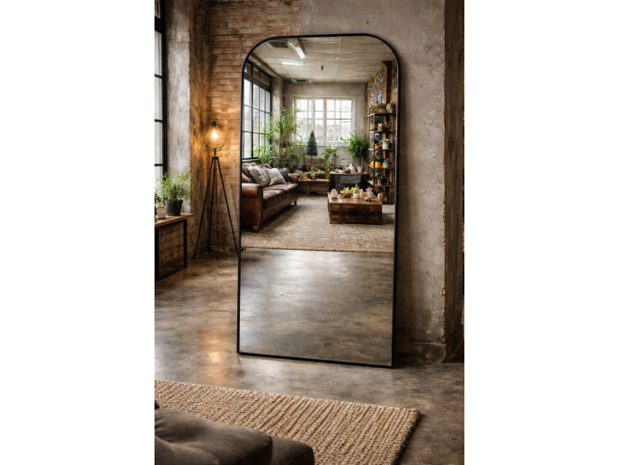 Large Curved Top Mirror