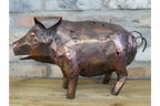 Metal Pig Sculpture - Rustic Copper Garden Ornament & Home Decor