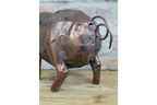 Metal Pig Sculpture - Rustic Copper Garden Ornament & Home Decor