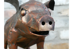 Metal Pig Sculpture - Rustic Copper Garden Ornament & Home Decor