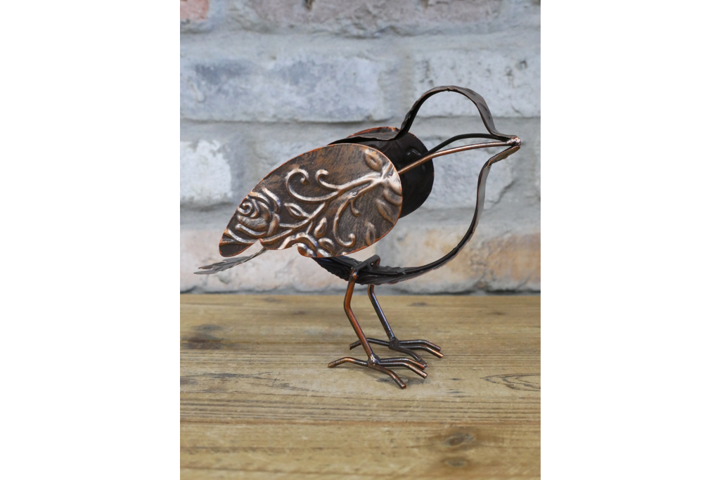 Metal Bird Sculpture - Rustic Copper Garden Ornament & Home Decor