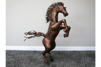 Large Rearing Horse Metal Garden Statue Rustic Bronze Stallion Sculpture