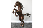 Large Rearing Horse Metal Garden Statue Rustic Bronze Stallion Sculpture